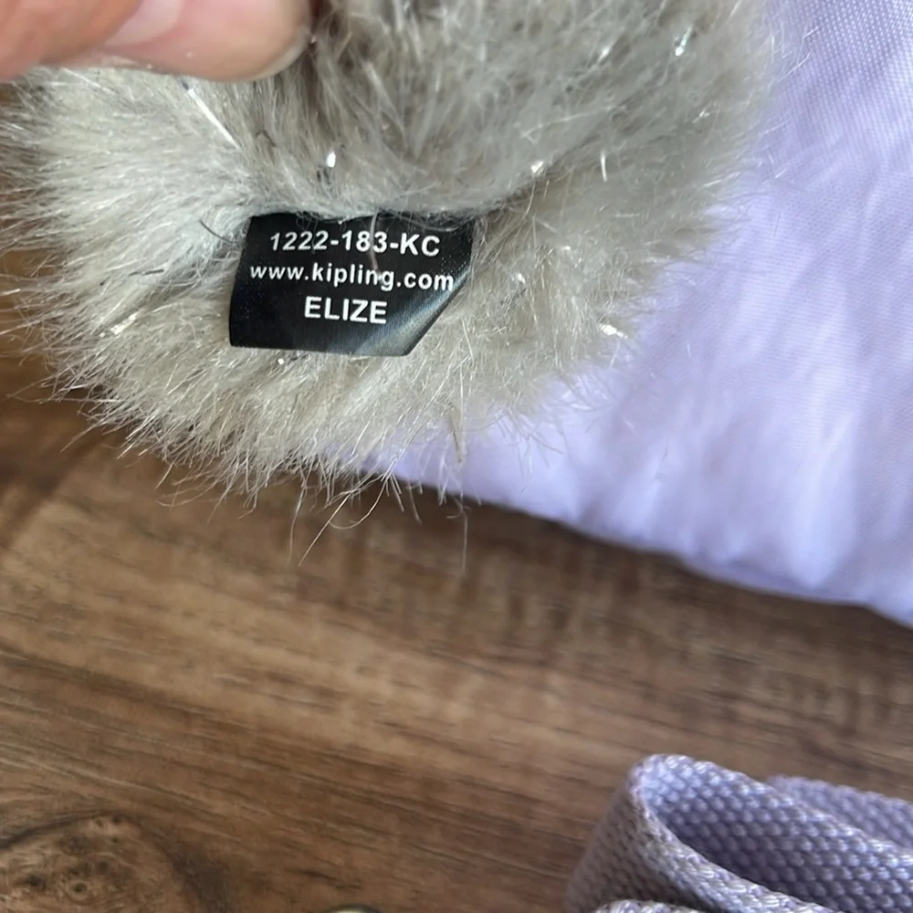 Kipling  Miyo Insulated Water Resistant Lavender Women's Bag with Pom Pom Charm - Picture 8 of 10